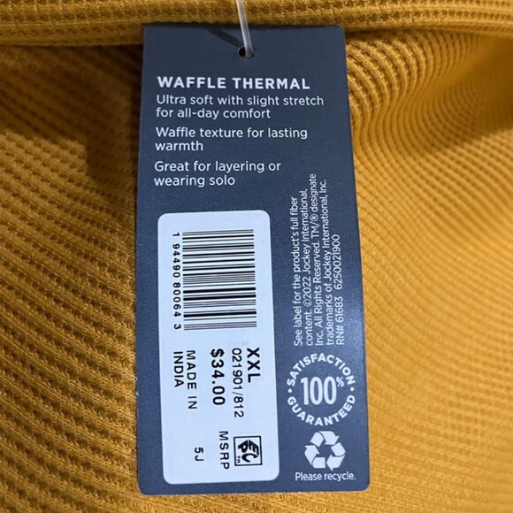 Jockey Long Sleeve Waffle Henley - Warm Cider Color - Multiple Sizes Available - Picture 5 of 7